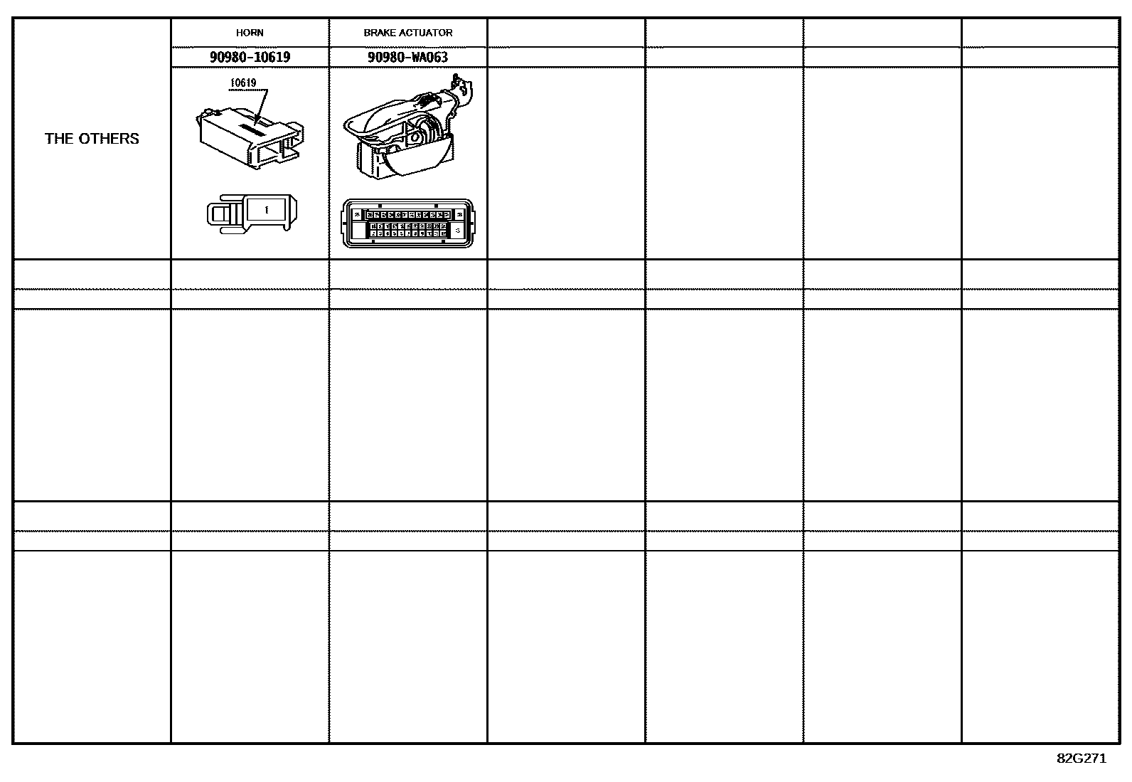 Toyota CAMRY 线束和卡夹 EPC diagram — 82G271