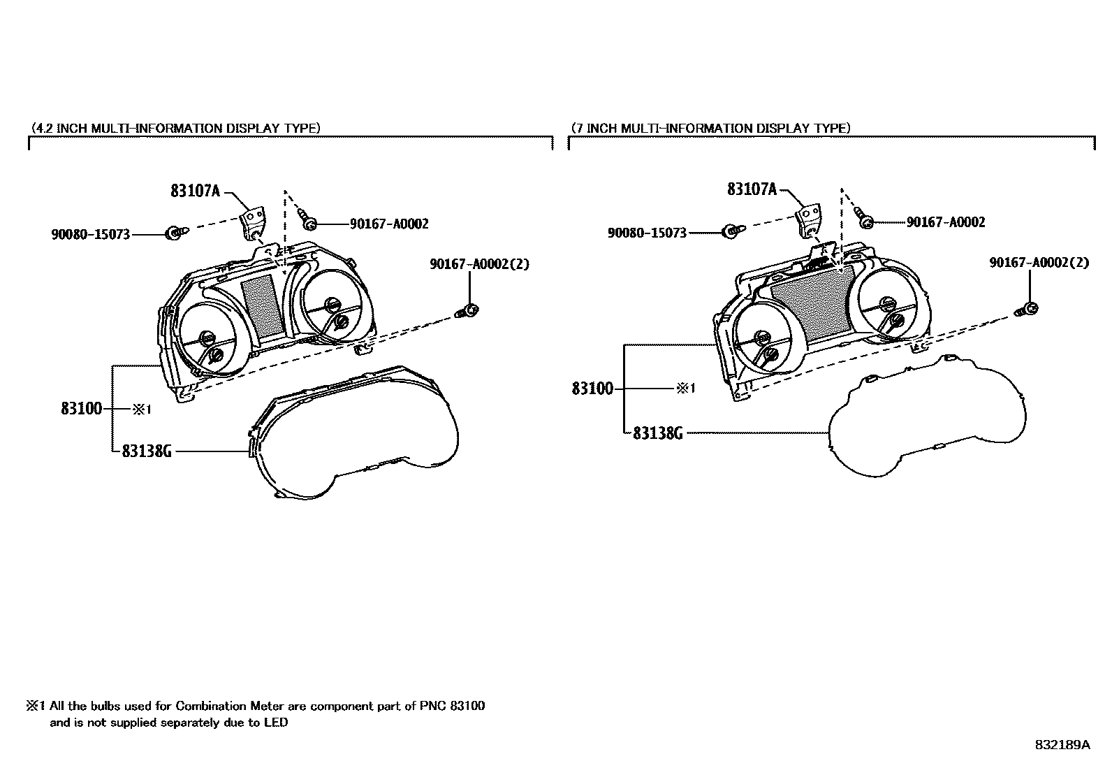 Toyota CAMRY 仪表 EPC diagram — 832189A