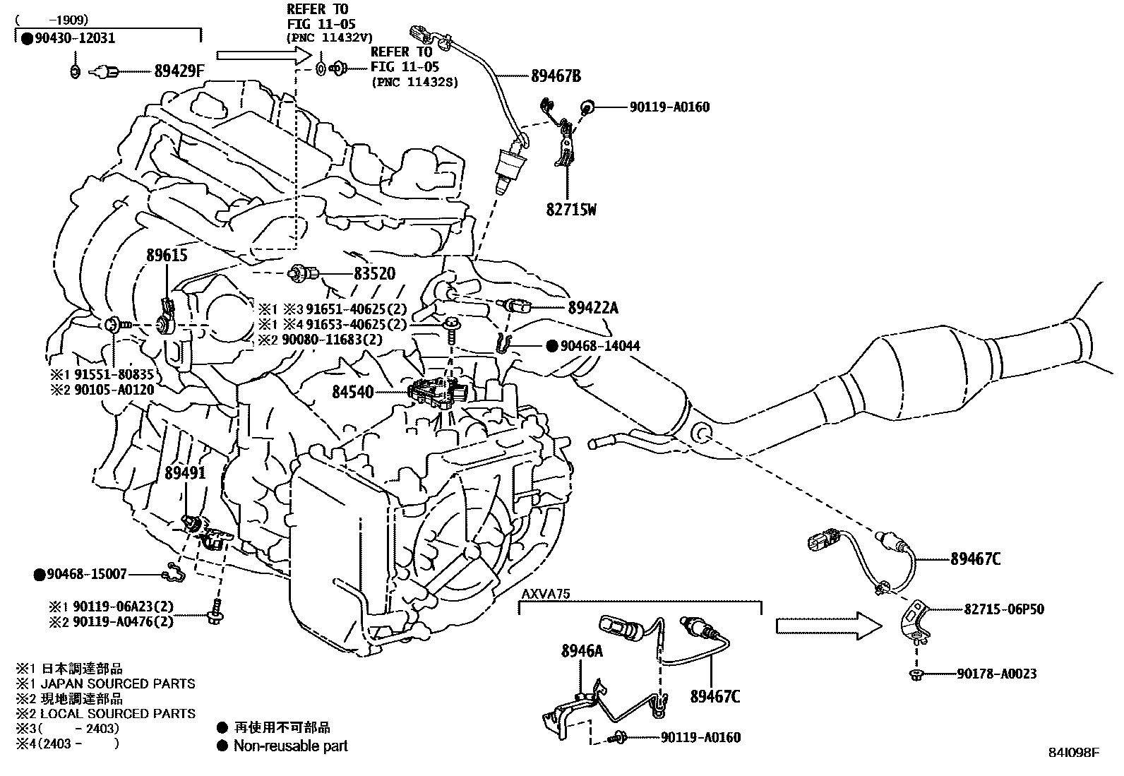 Toyota CAMRY 开关和继电器和ECU EPC diagram — 84I098F