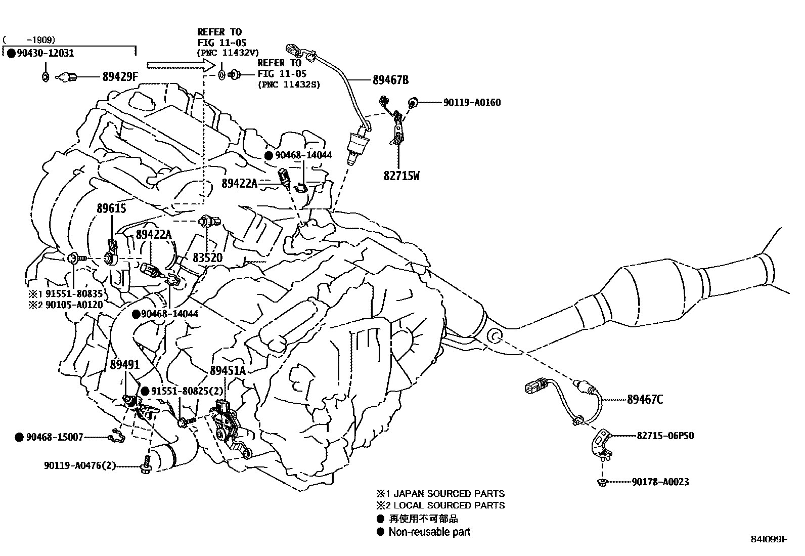 Toyota CAMRY 开关和继电器和ECU EPC diagram — 84I099F