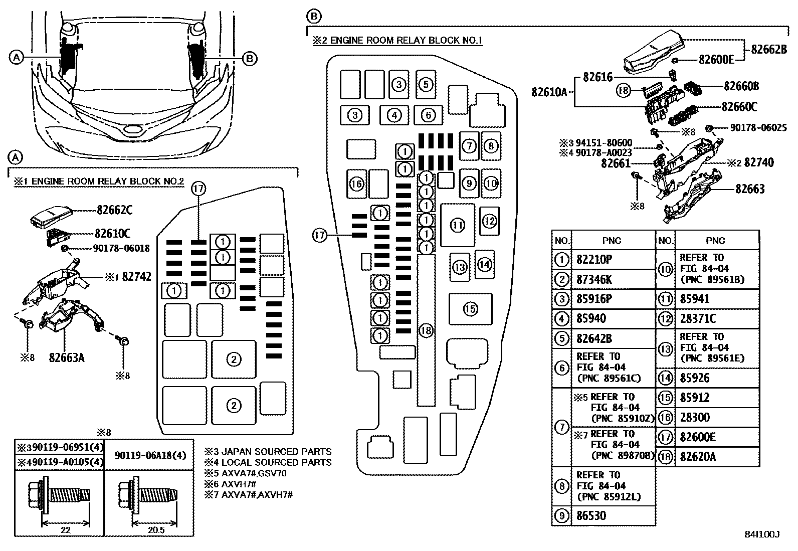 Toyota CAMRY 开关和继电器和ECU EPC diagram — 84I100K