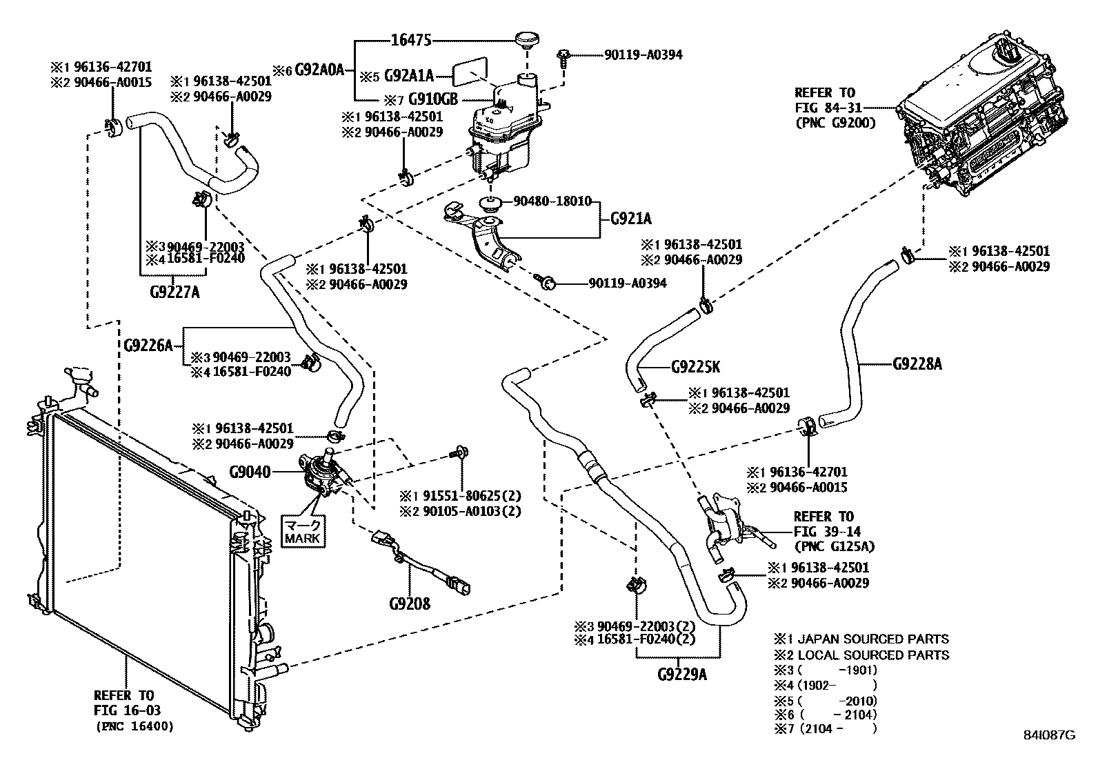 Toyota CAMRY 逆变器冷却系统 EPC diagram — 84I087G