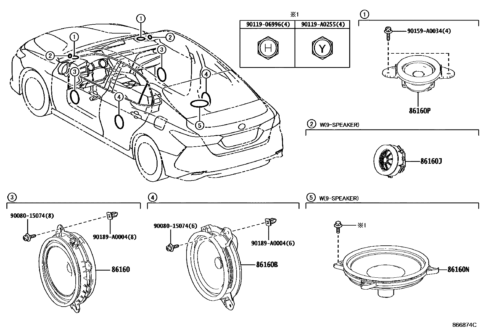 Toyota CAMRY 扬声器 EPC diagram — 866874C