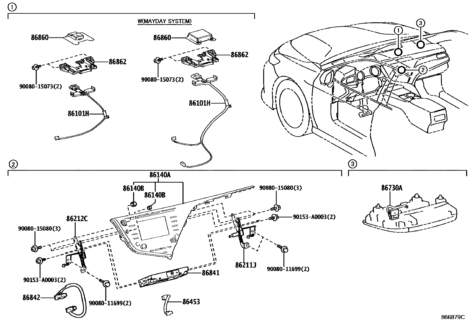 Toyota CAMRY 导航和前监视器显示屏 EPC diagram — 866879C
