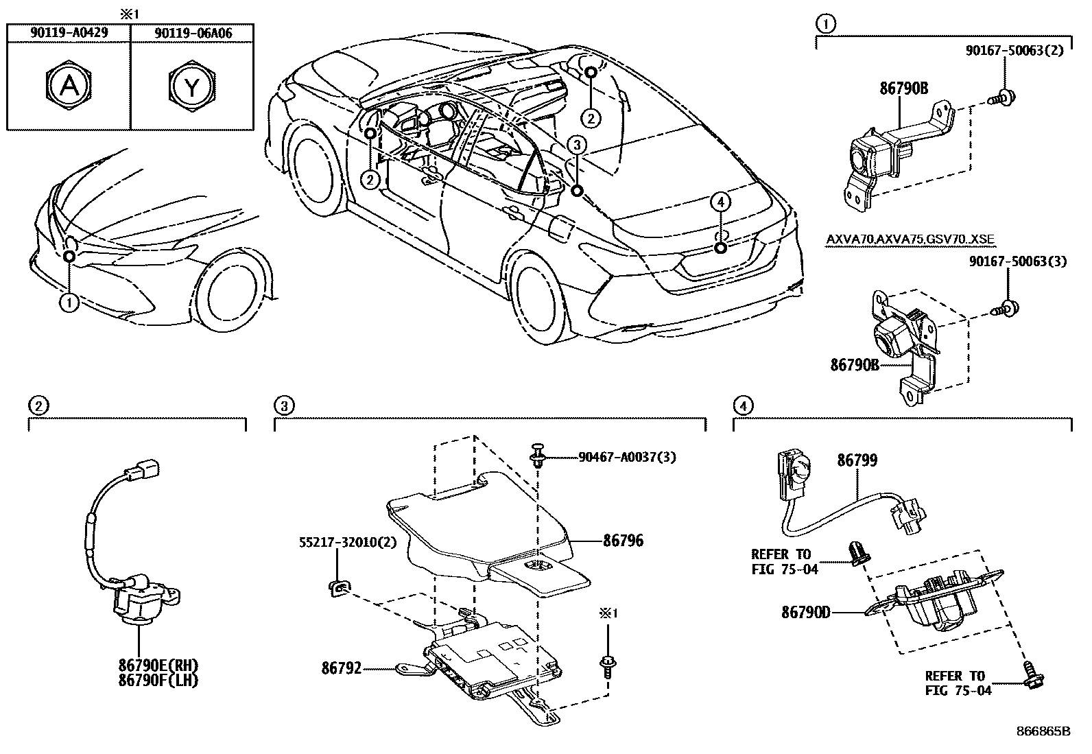 Toyota CAMRY 倒车影像和摄像头 EPC diagram — 866865B