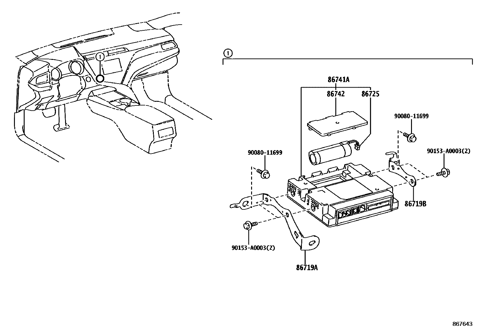 Toyota CAMRY 车载电话和呼救装置 EPC diagram — 867643