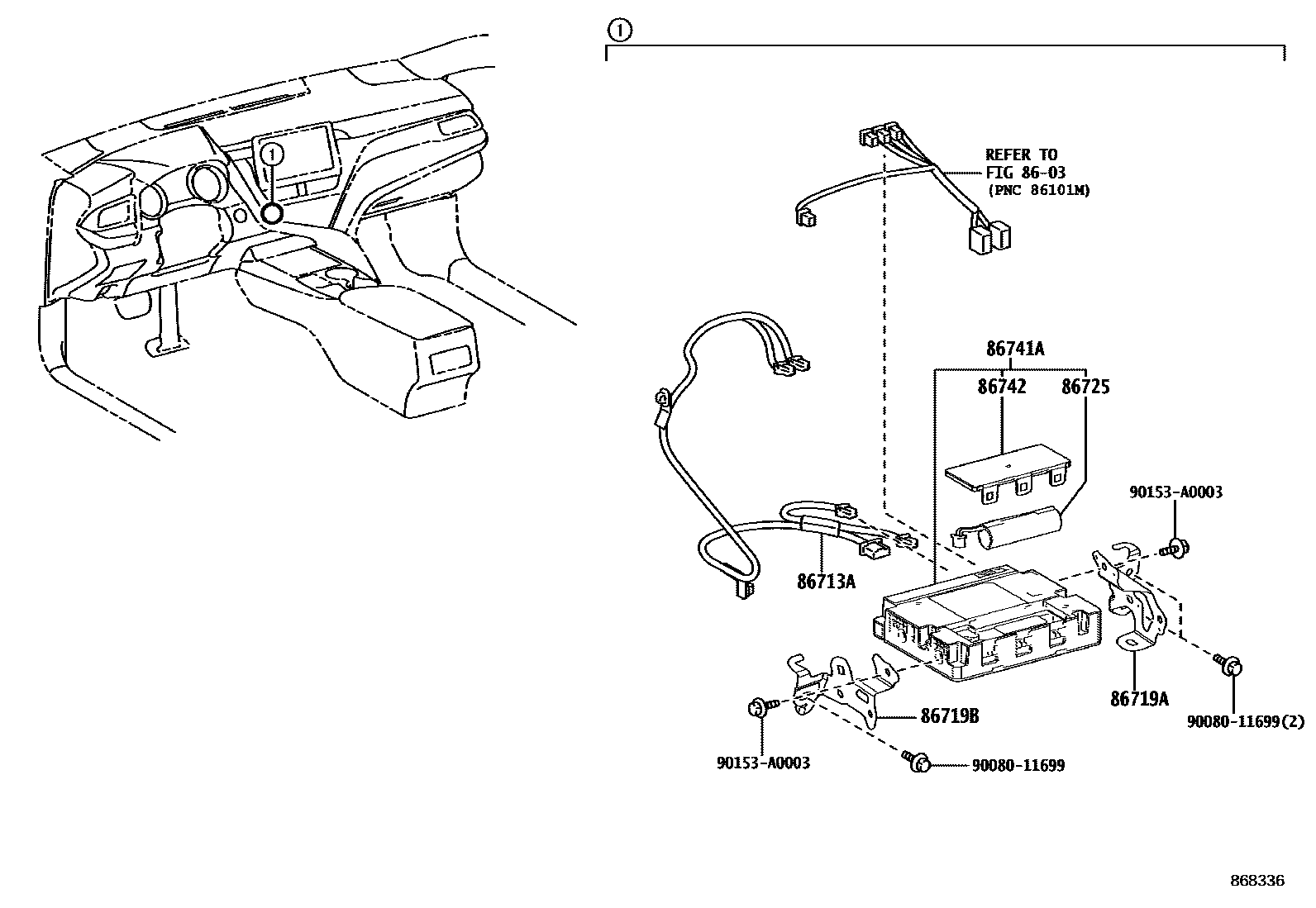 Toyota CAMRY 车载电话和呼救装置 EPC diagram — 868336