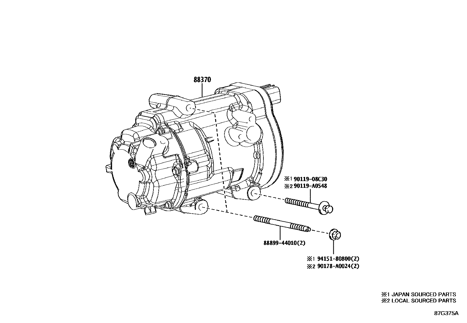 Toyota CAMRY Heating & Air Conditioning - Compressor EPC diagram — 87G375A