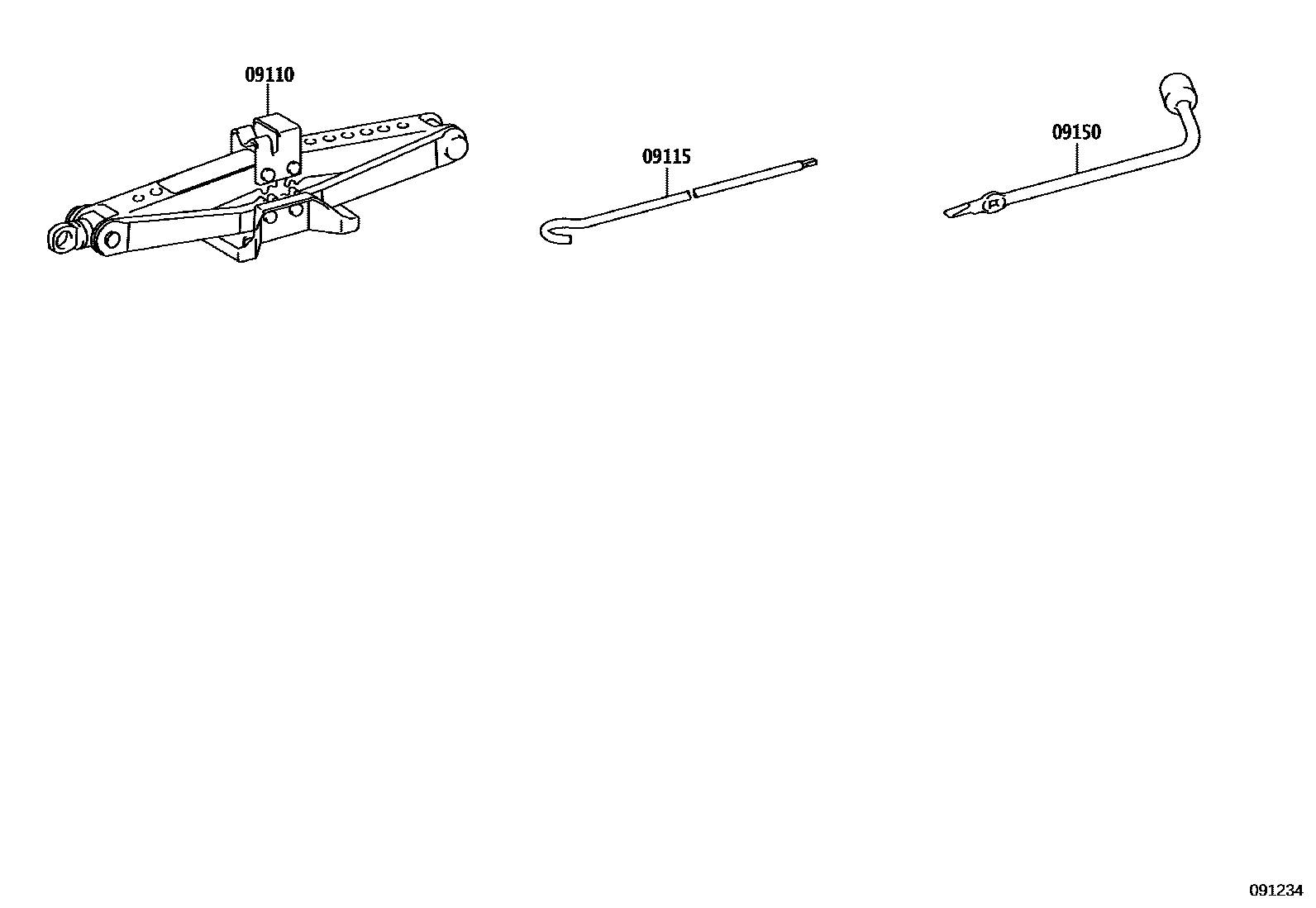 Toyota CAMRY Standard Tools EPC diagram — 091234