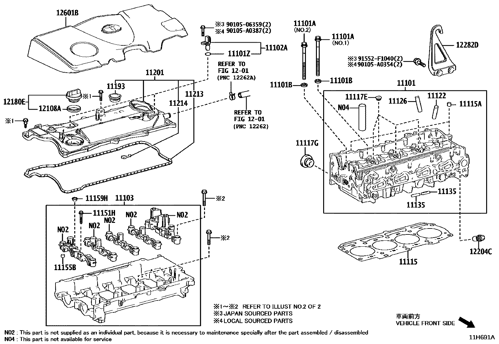 Toyota CAMRY Cylinder Head EPC diagram — 11H691A