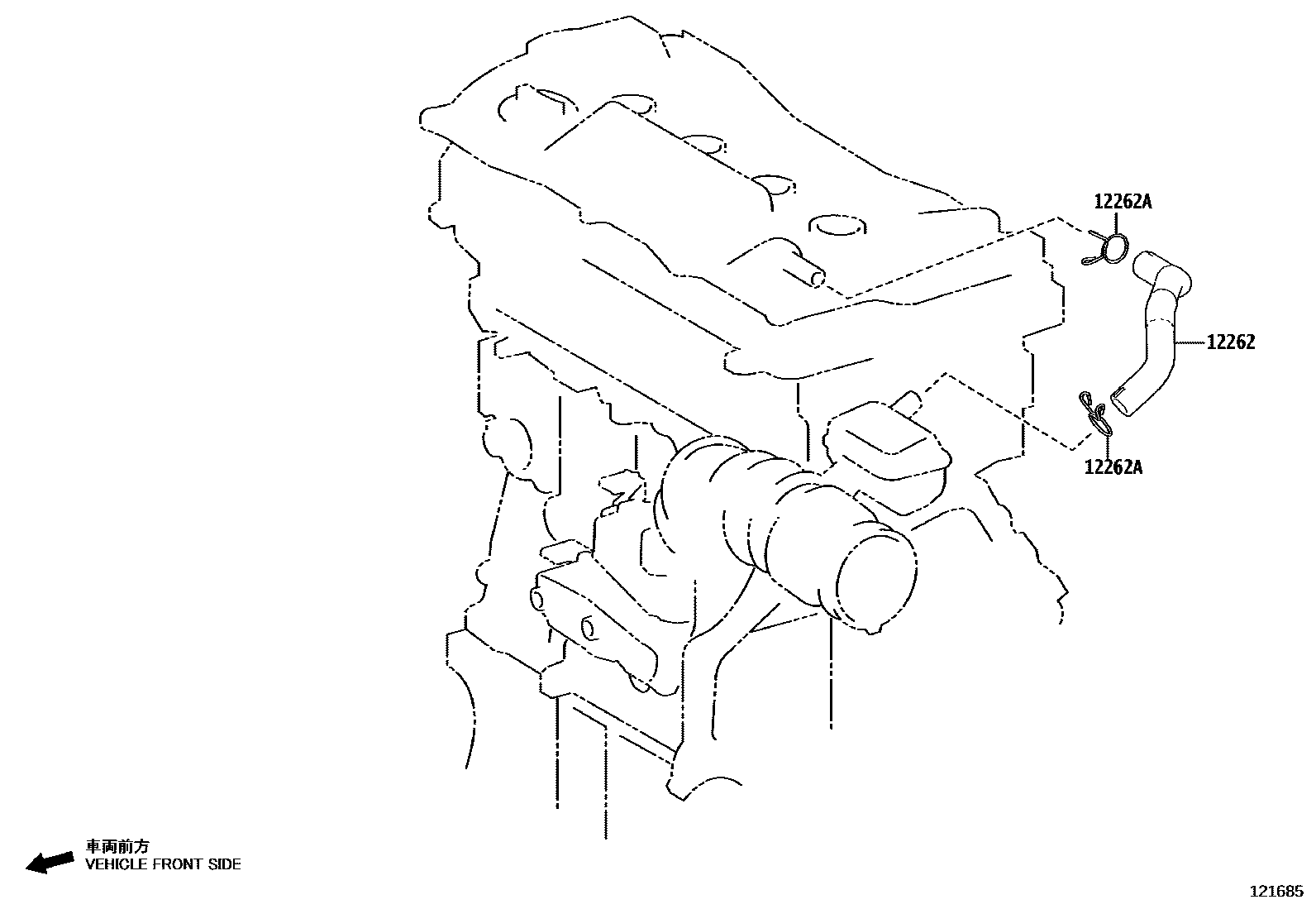 Toyota CAMRY Ventilation Hose EPC diagram — 121685