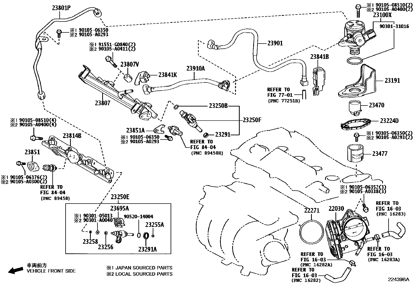 Toyota CAMRY 燃油喷射系统 EPC diagram — 22439BA