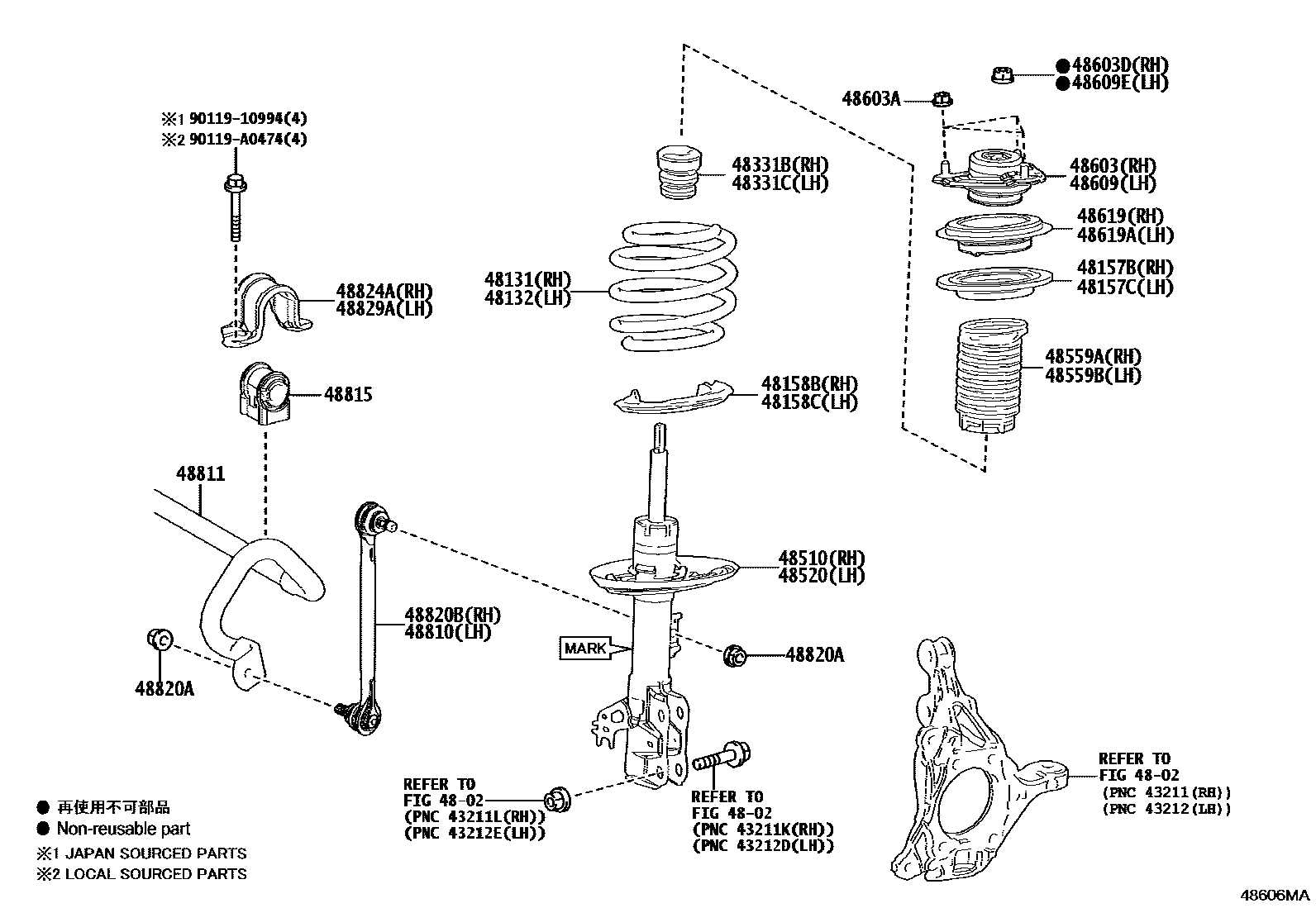 Toyota CAMRY Front Spring & Shock Absorber EPC diagram — 48606MA