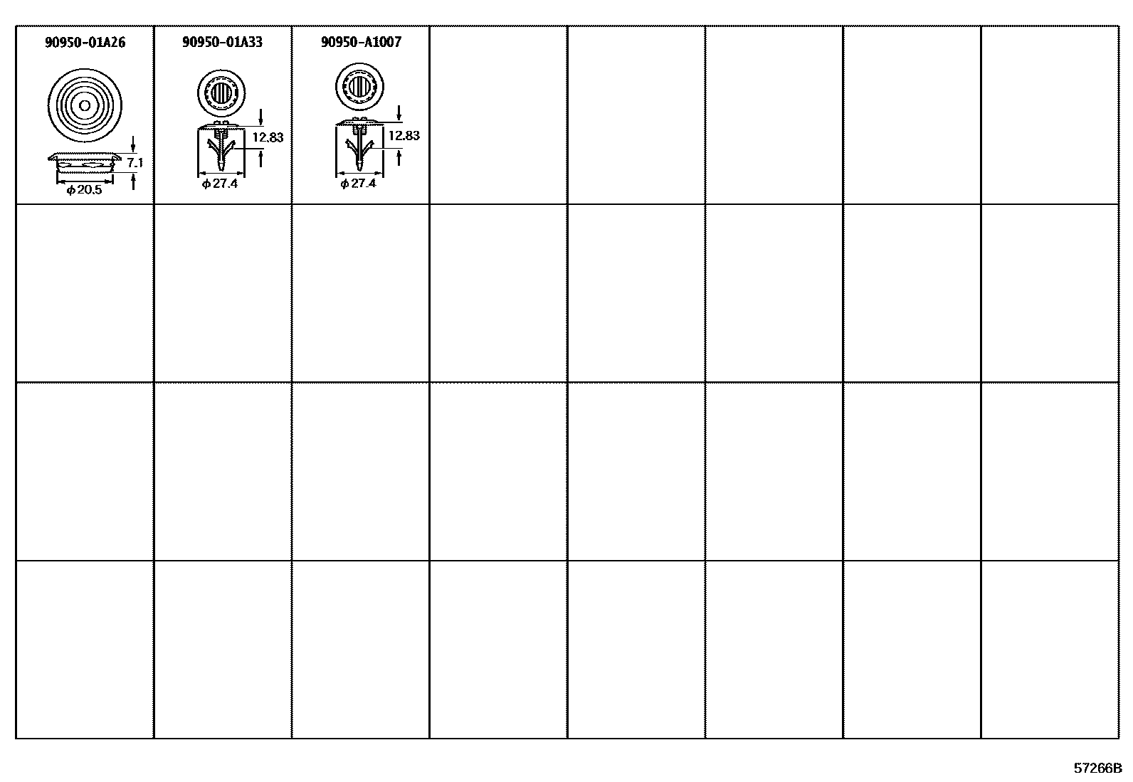 Toyota CAMRY hole plug EPC diagram — 57266B