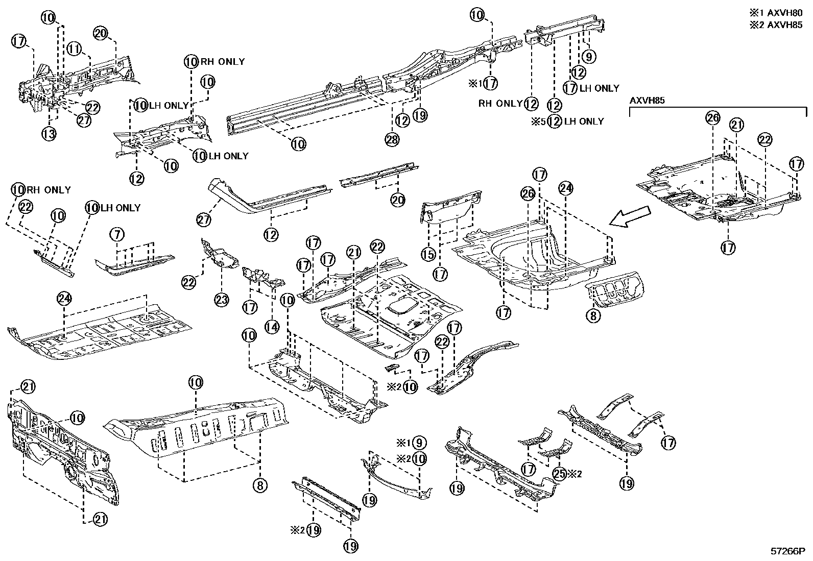 Toyota CAMRY hole plug EPC diagram — 57266P