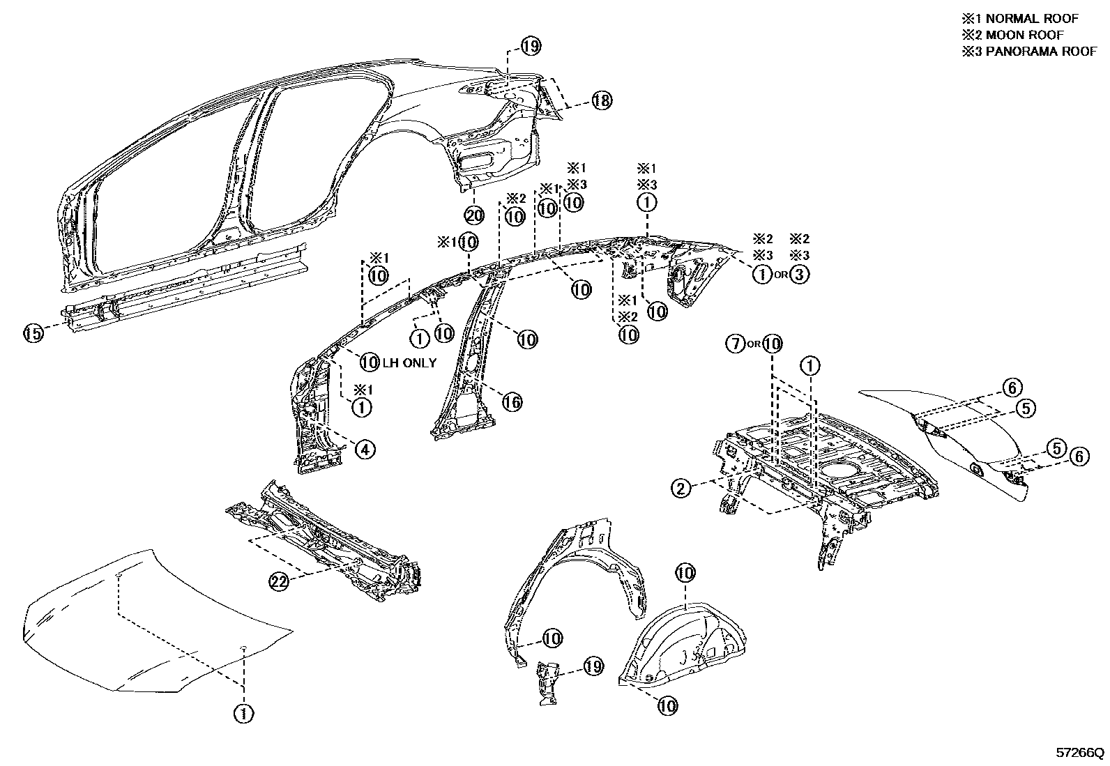 Toyota CAMRY hole plug EPC diagram — 57266Q