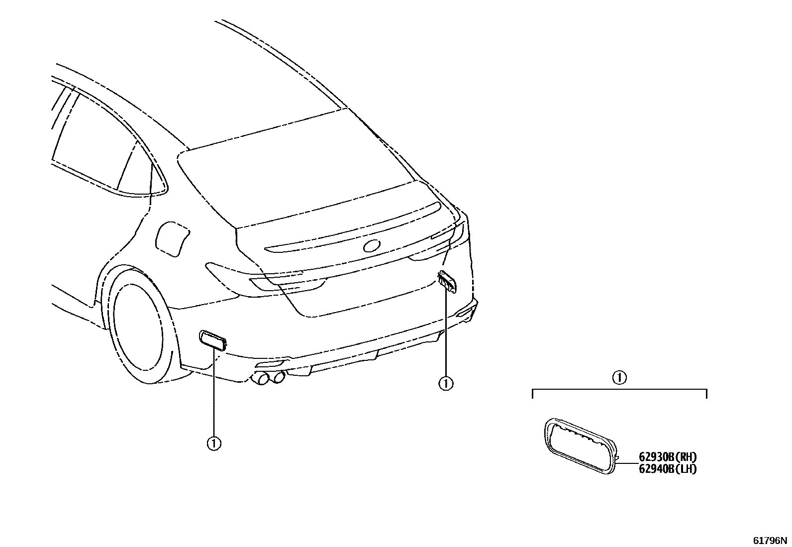 Toyota CAMRY 车侧通风装置 EPC diagram — 61796N