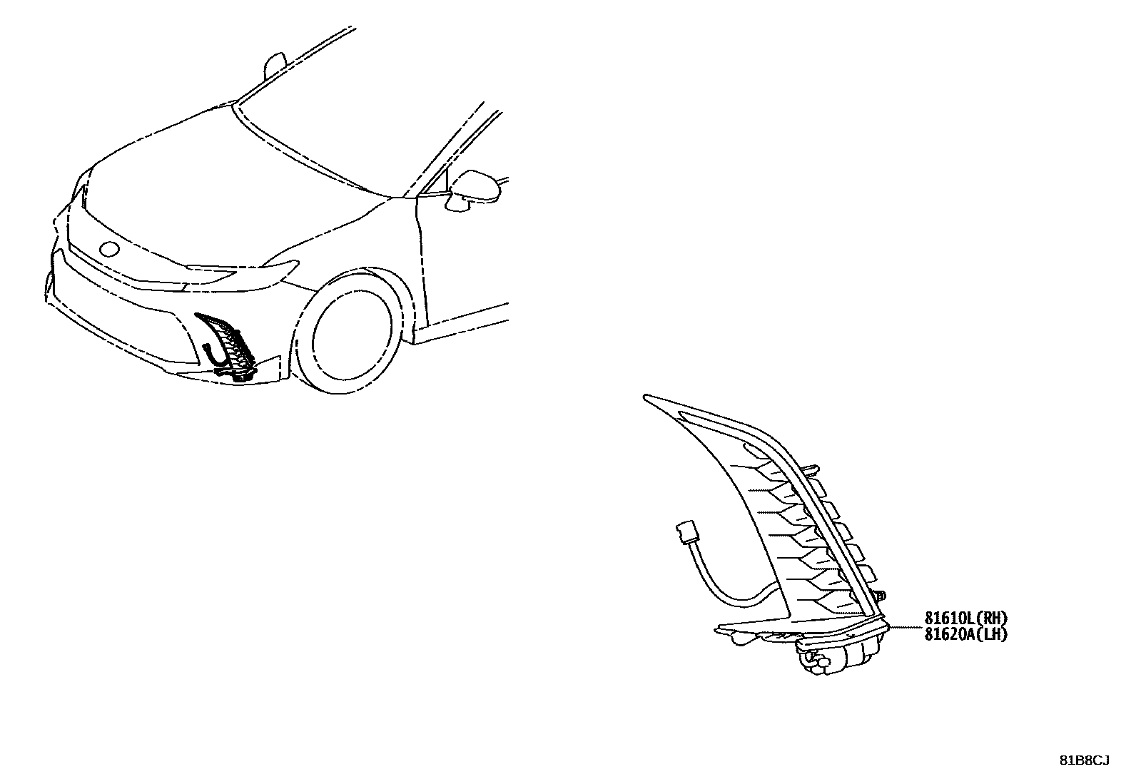 Toyota CAMRY 前示宽灯 EPC diagram — 81B8CJ