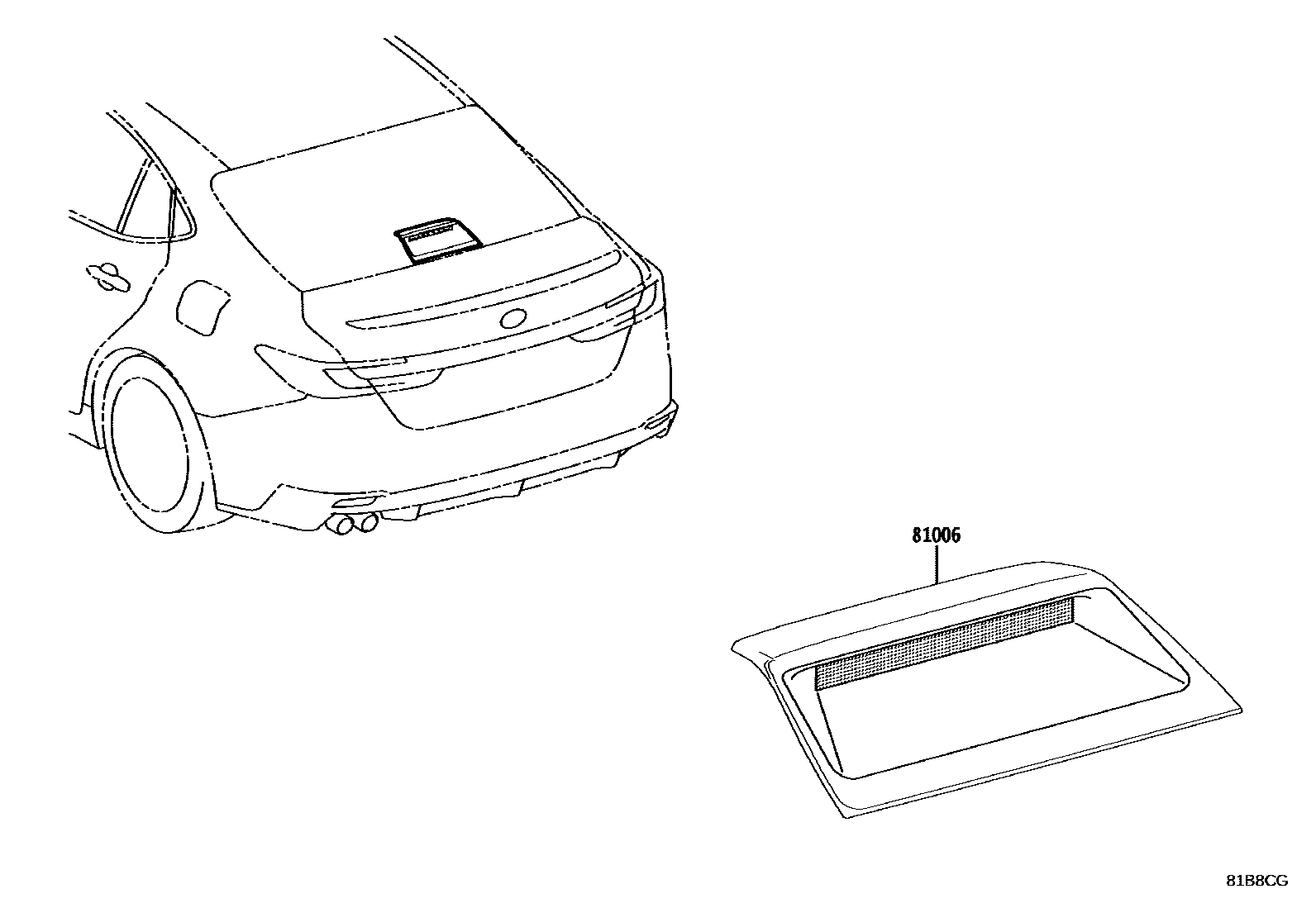Toyota CAMRY 高位刹车灯 EPC diagram — 81B8CG