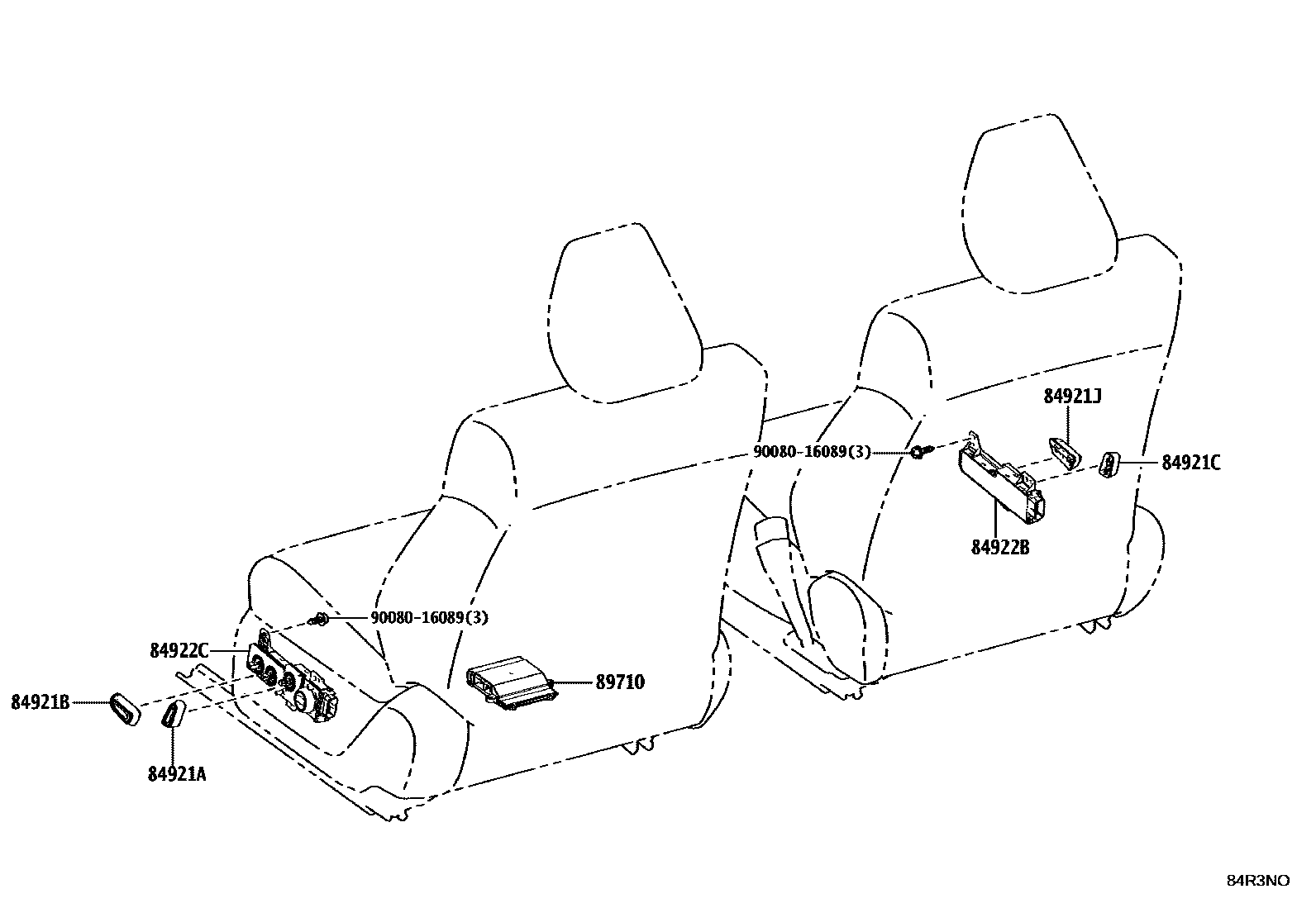 Toyota CAMRY 开关和继电器和ECU EPC diagram — 84R3NO