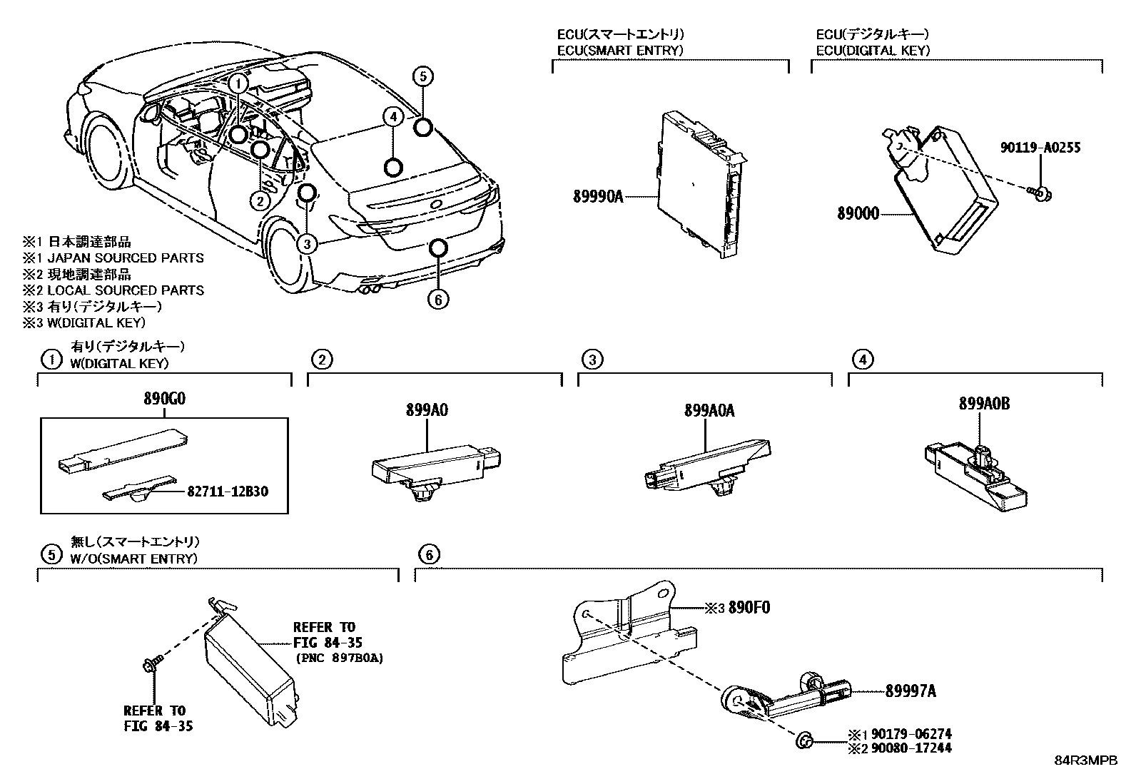 Toyota CAMRY 遥控门锁 EPC diagram — 84R3MPB