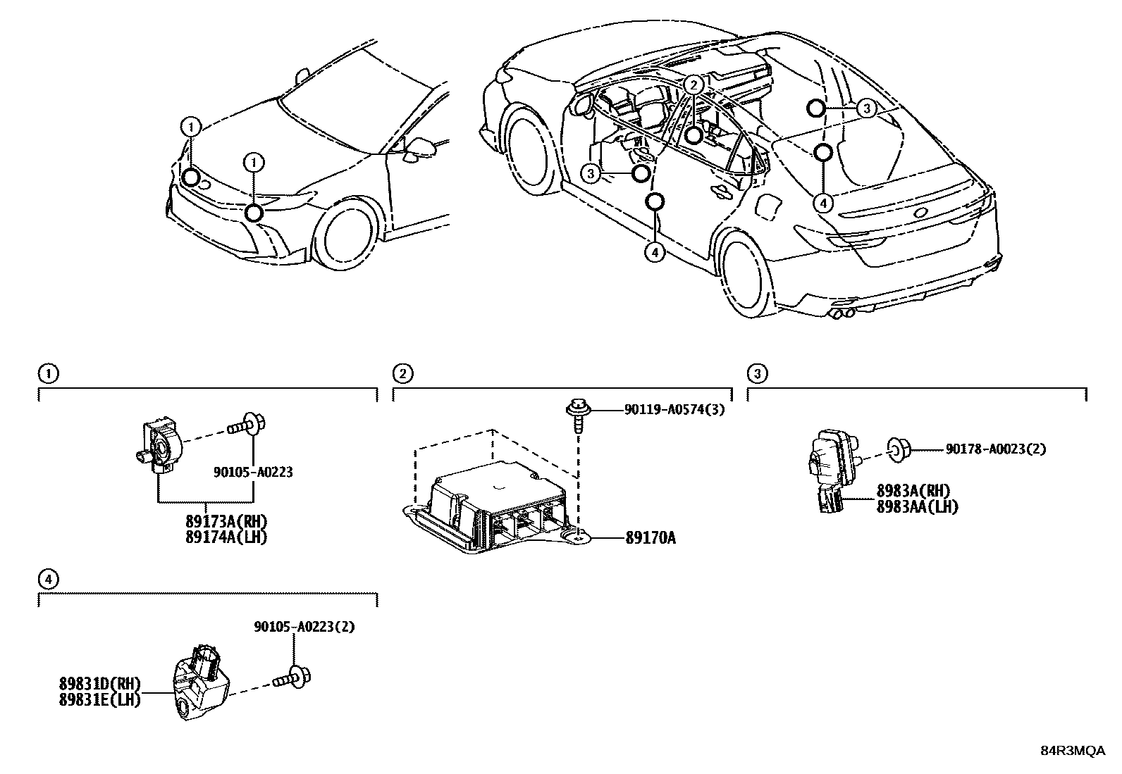 Toyota CAMRY 空气囊 EPC diagram — 84R3MQA