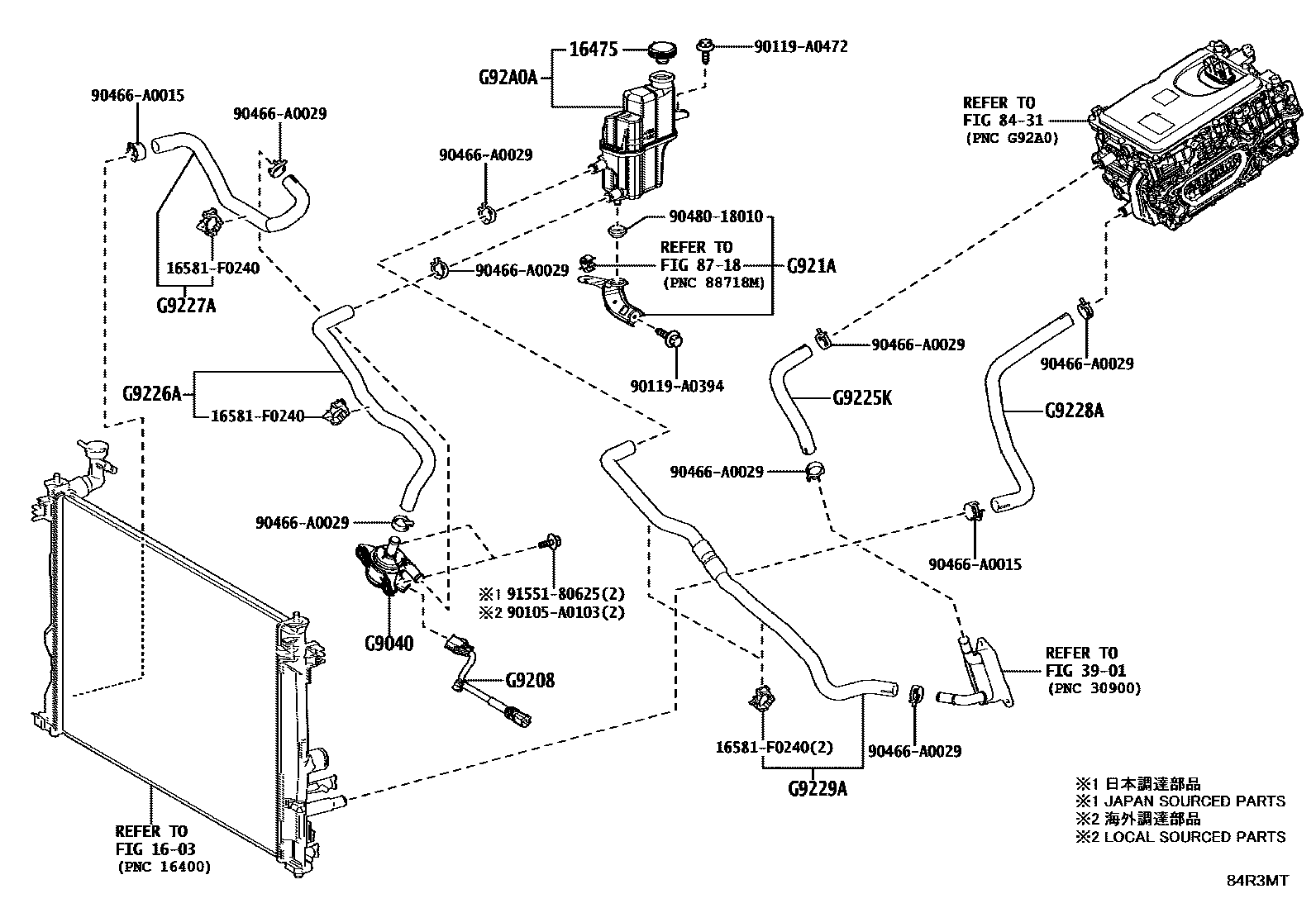 Toyota CAMRY 逆变器冷却系统 EPC diagram — 84R3MT