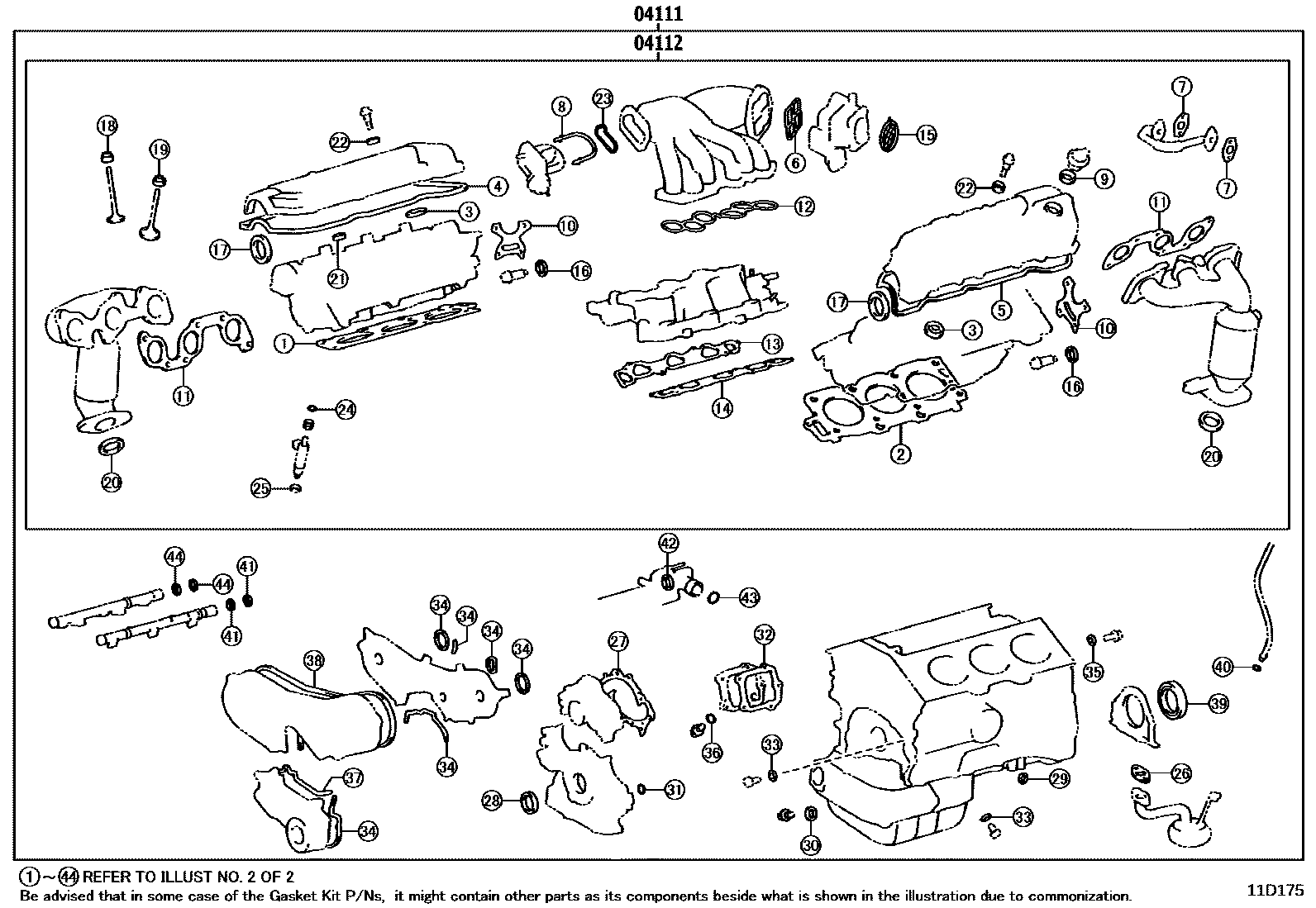 Toyota CAMRY Engine Overhaul Gasket Kit EPC diagram — 11D175
