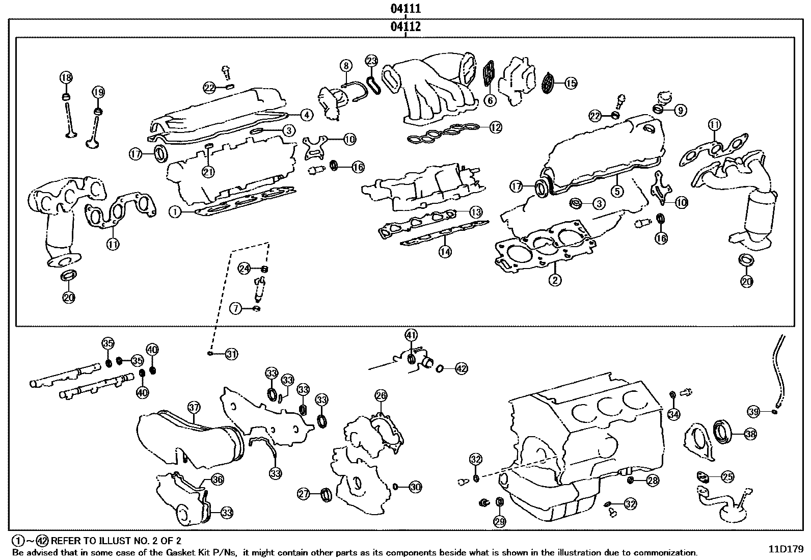 Toyota CAMRY Engine Overhaul Gasket Kit EPC diagram — 11D179