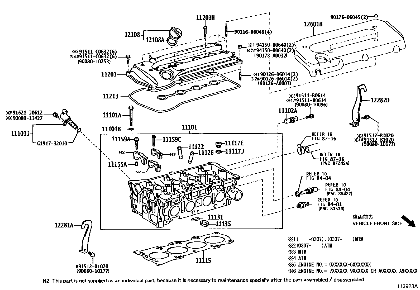 Toyota CAMRY Cylinder Head EPC diagram — 113923A
