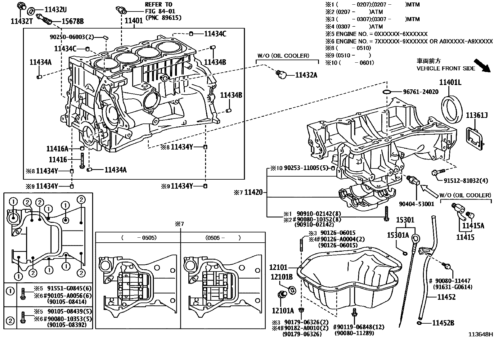 Toyota CAMRY Cylinder Block EPC diagram — 113648H