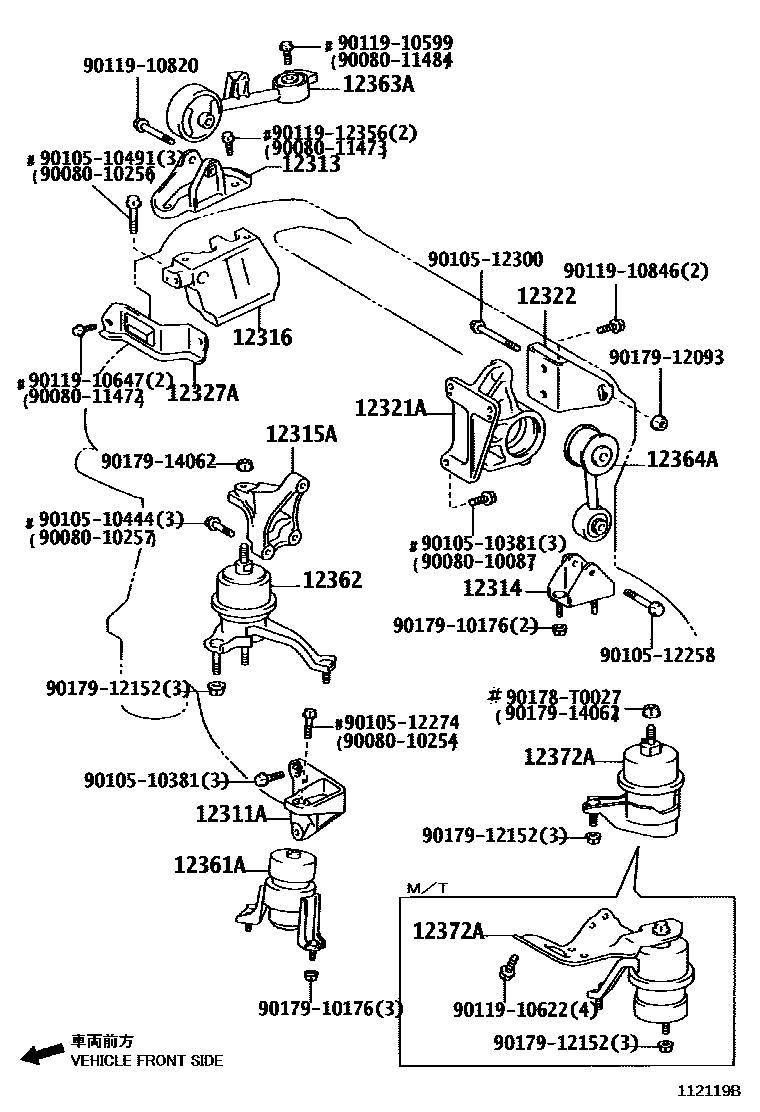 Toyota CAMRY Engine Mounting EPC diagram — 112119B