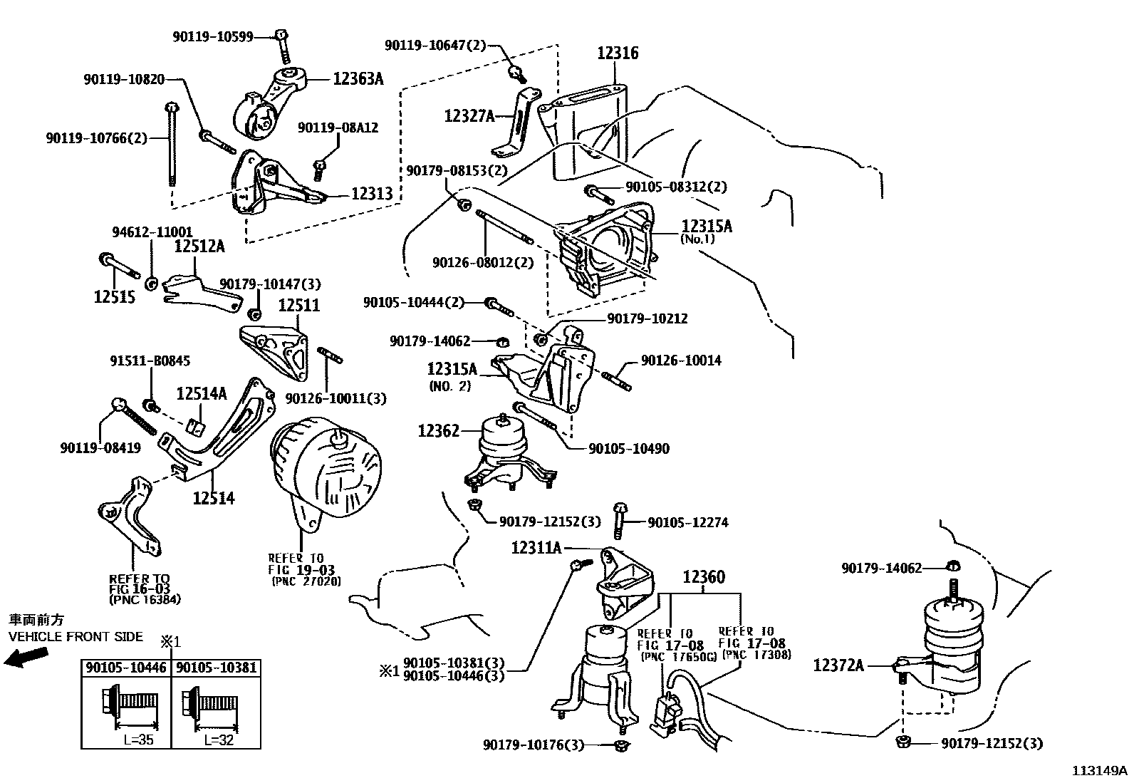 Toyota CAMRY Engine Mounting EPC diagram — 113149A