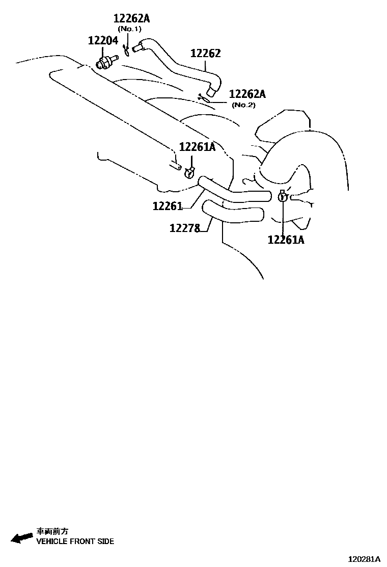 Toyota CAMRY Ventilation Hose EPC diagram — 120281A