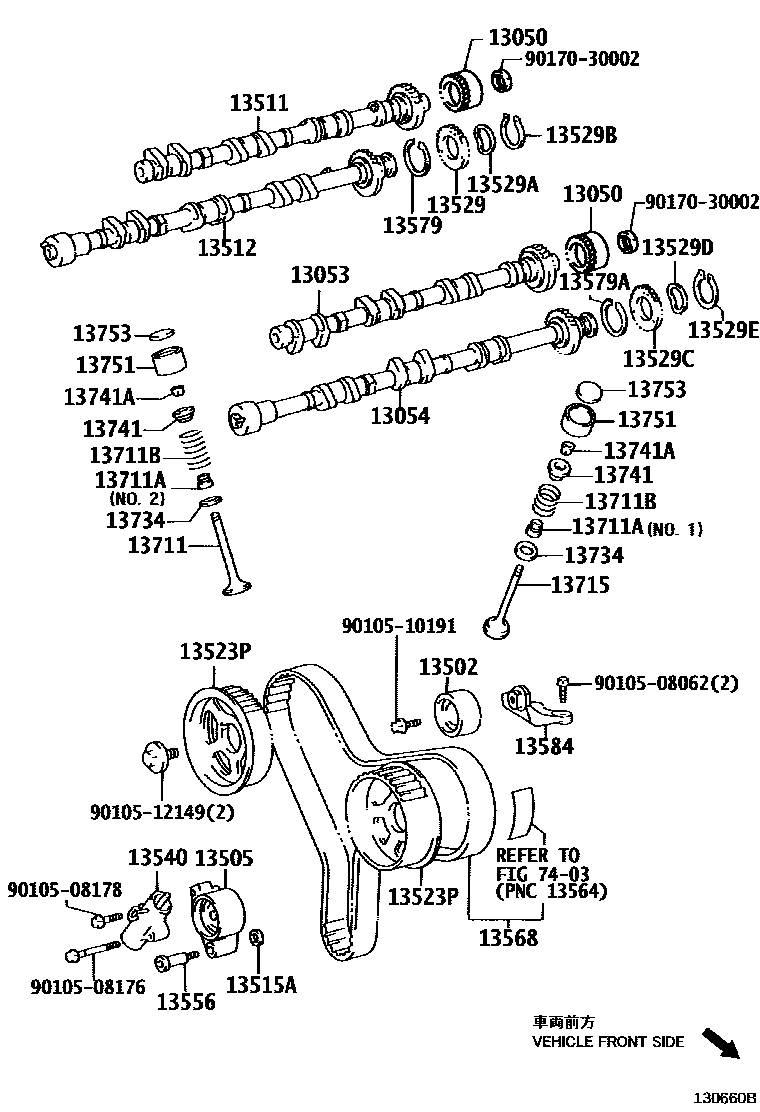 Toyota CAMRY Camshaft & Valve EPC diagram — 130660B