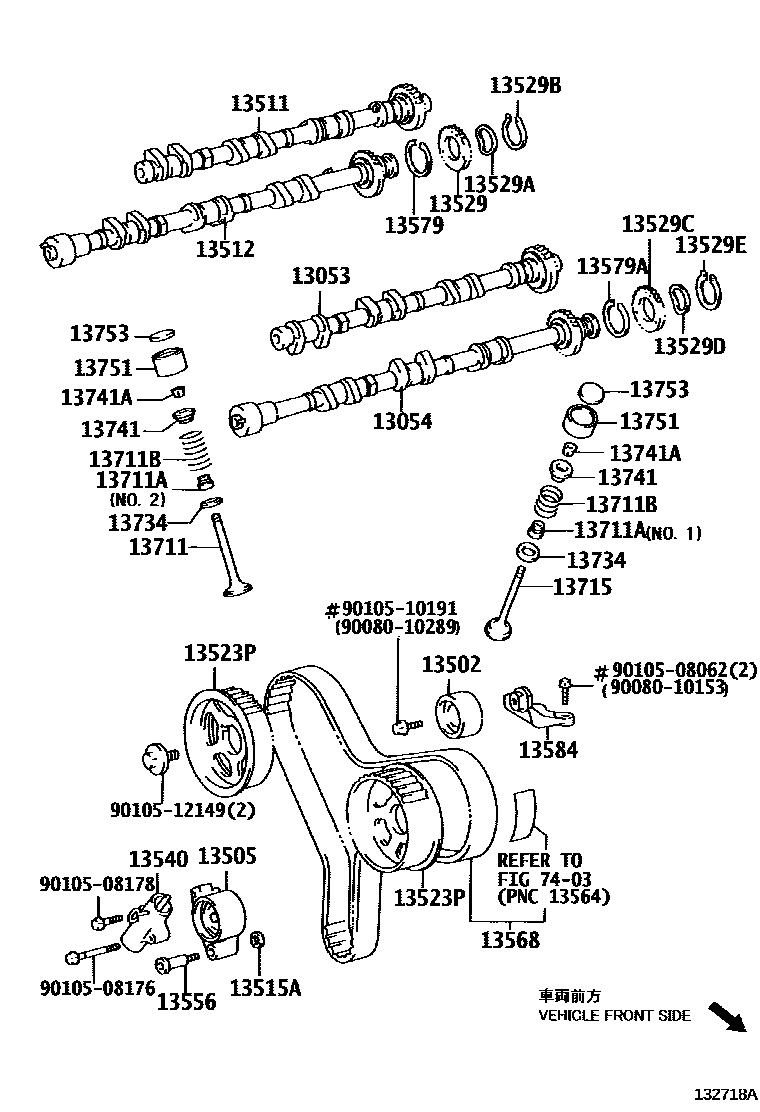 Toyota CAMRY Camshaft & Valve EPC diagram — 132718A