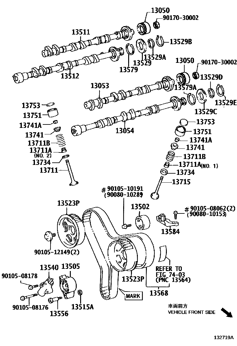 Toyota CAMRY Camshaft & Valve EPC diagram — 132719A