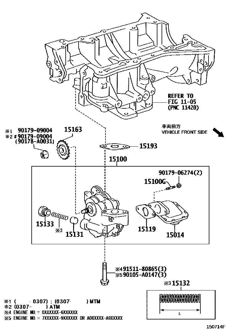Toyota CAMRY Engine Oil Pump EPC diagram — 150714F