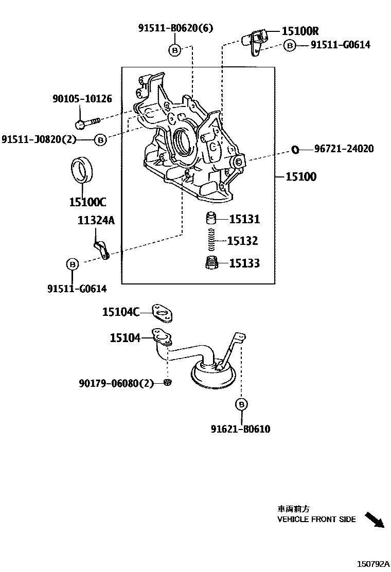 Toyota CAMRY Engine Oil Pump EPC diagram — 150792A