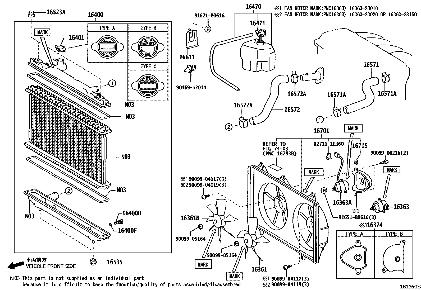 Toyota CAMRY RADIATOR & WATER OUTLET EPC diagram — 161350S