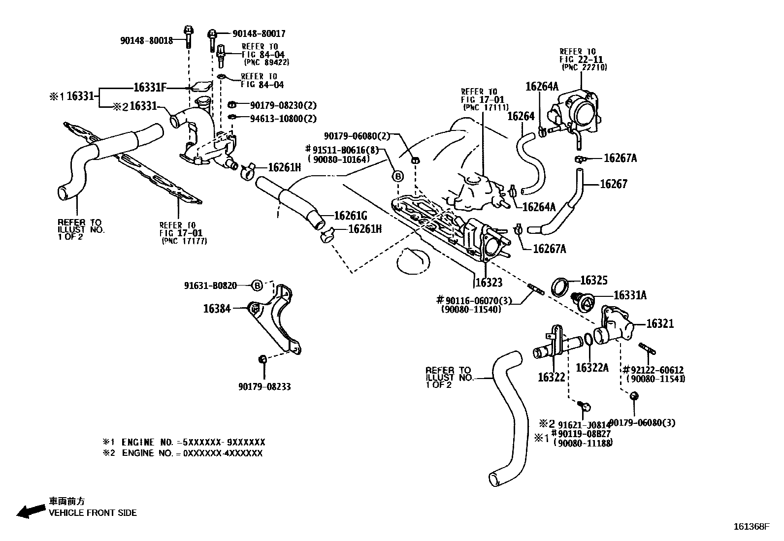 Toyota CAMRY RADIATOR & WATER OUTLET EPC diagram — 161368F