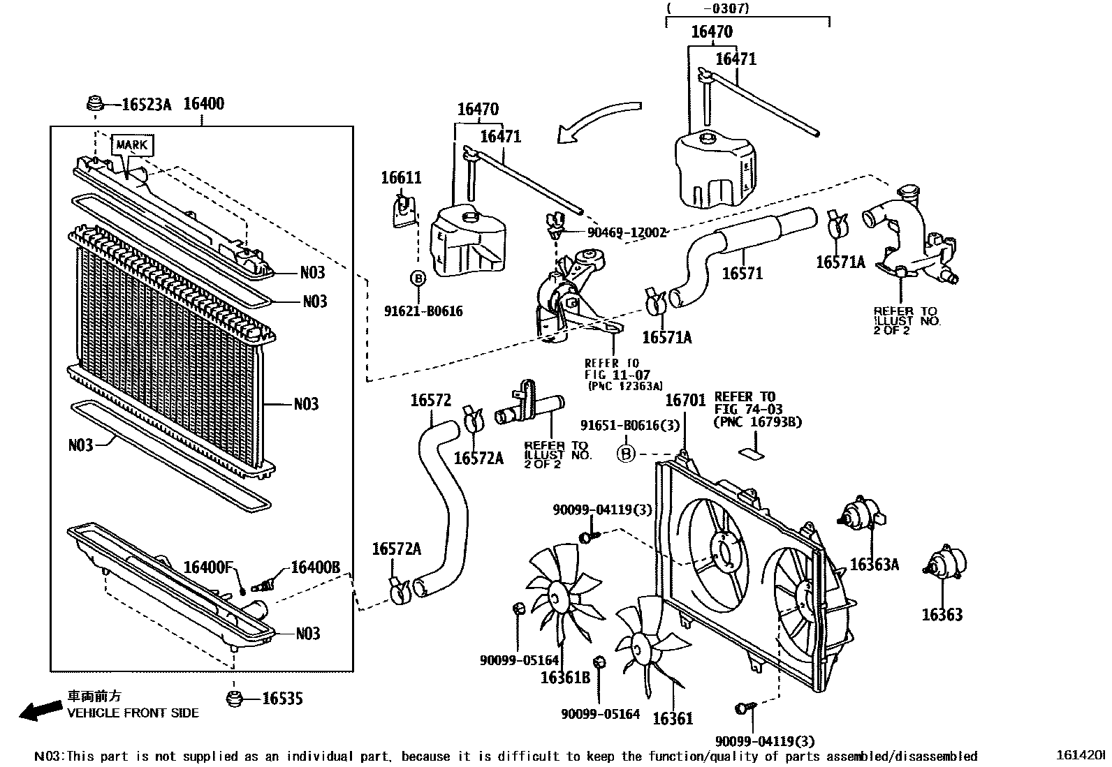 Toyota CAMRY RADIATOR & WATER OUTLET EPC diagram — 161420I