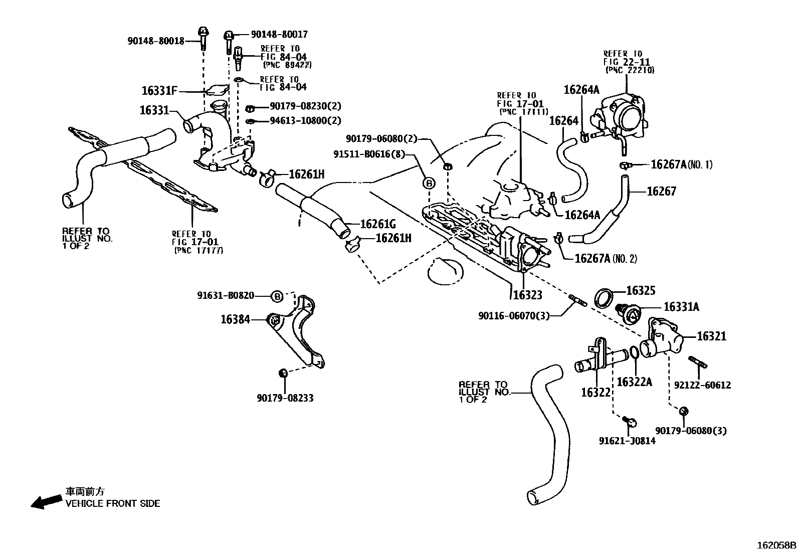 Toyota CAMRY RADIATOR & WATER OUTLET EPC diagram — 162058B