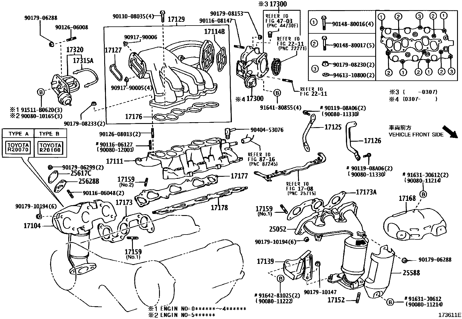 Toyota CAMRY Manifold EPC diagram — 173611E