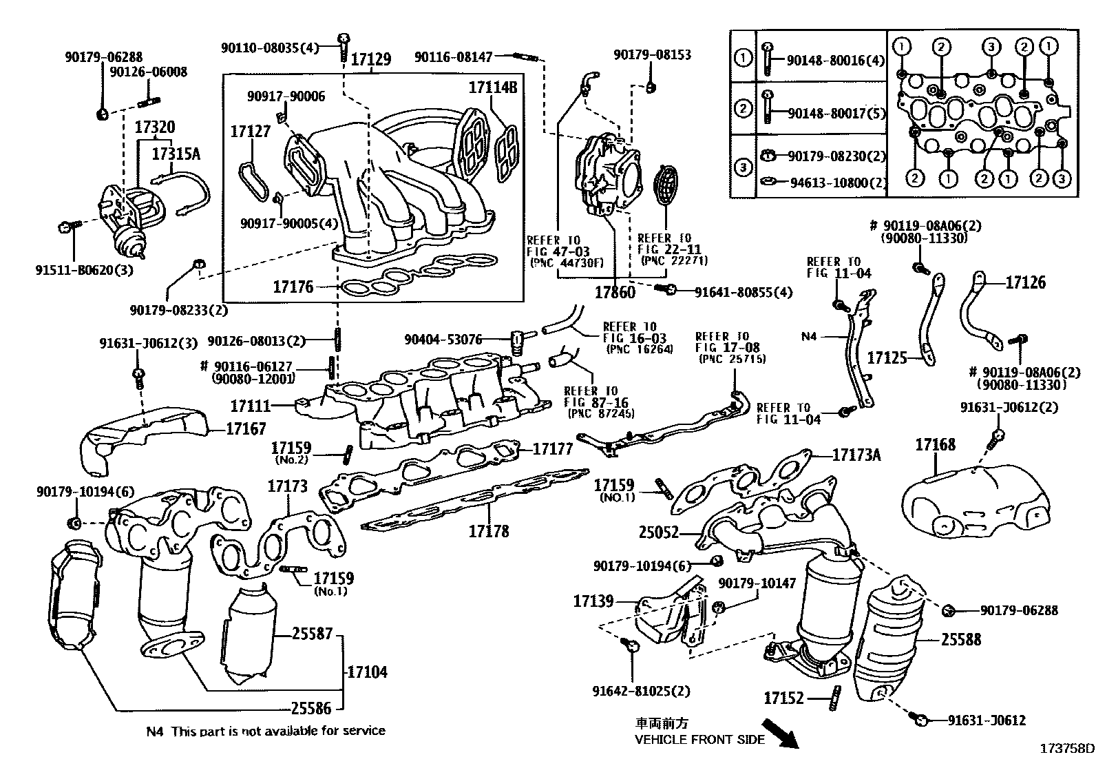 Toyota CAMRY Manifold EPC diagram — 173758D