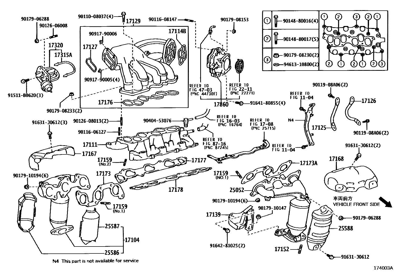 Toyota CAMRY Manifold EPC diagram — 174003A