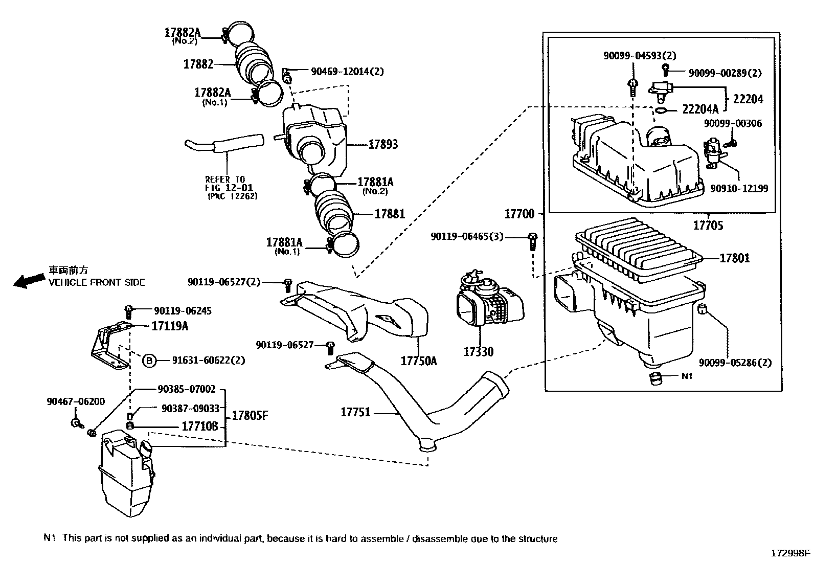 Toyota CAMRY Air Cleaner EPC diagram — 172998F
