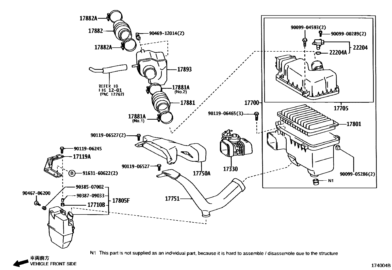 Toyota CAMRY Air Cleaner EPC diagram — 174004B