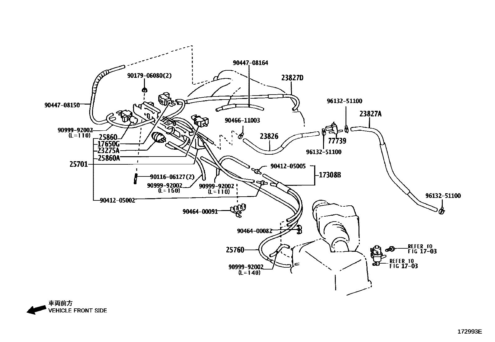 Toyota CAMRY vacuum tube EPC diagram — 172993E