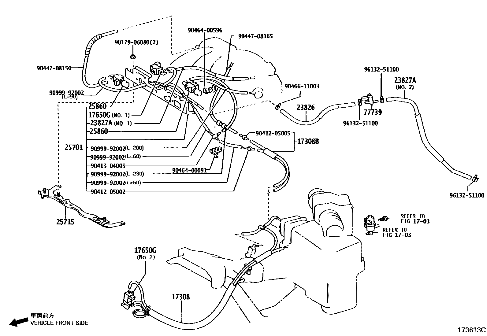Toyota CAMRY vacuum tube EPC diagram — 173613C